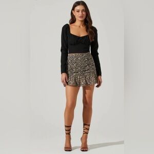 Astr Floral Mini Skirt in Black and purple